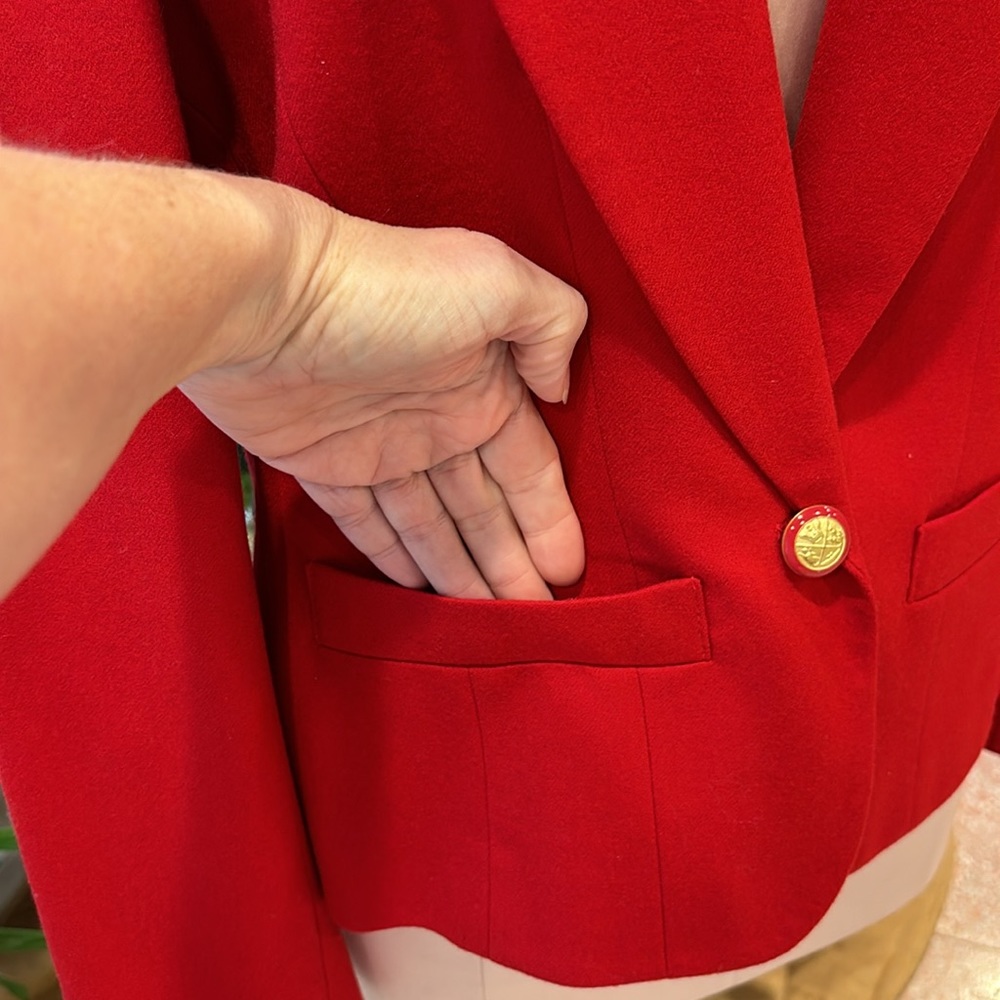 Vintage Pendleton Single Button Red Blazer Virgin Wool Size 10 - Picture 3 of 12